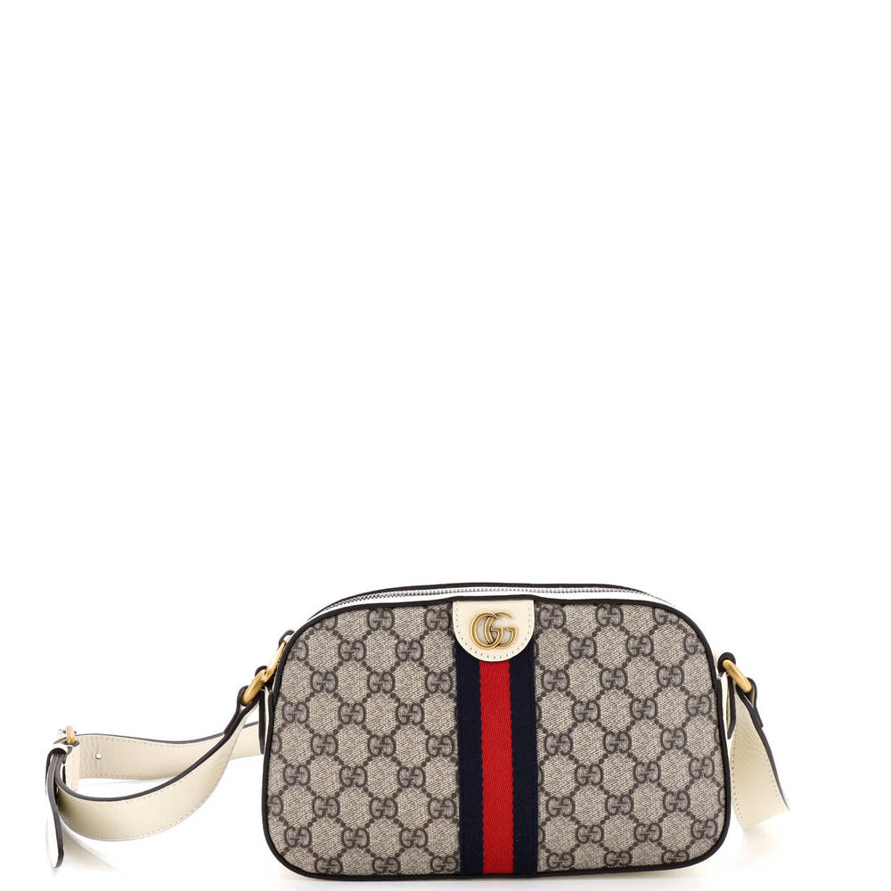 Gucci Small Ophidia Camera Shoulder Bag GG Coated Canvas with Leather
